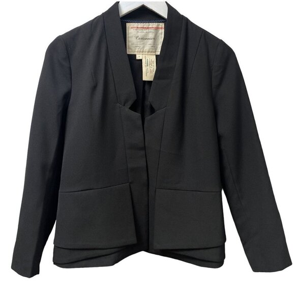 CARTONNIER Black Blazer Size Small Petite Womens Open Front Jacket Anthropologie - Picture 2 of 9